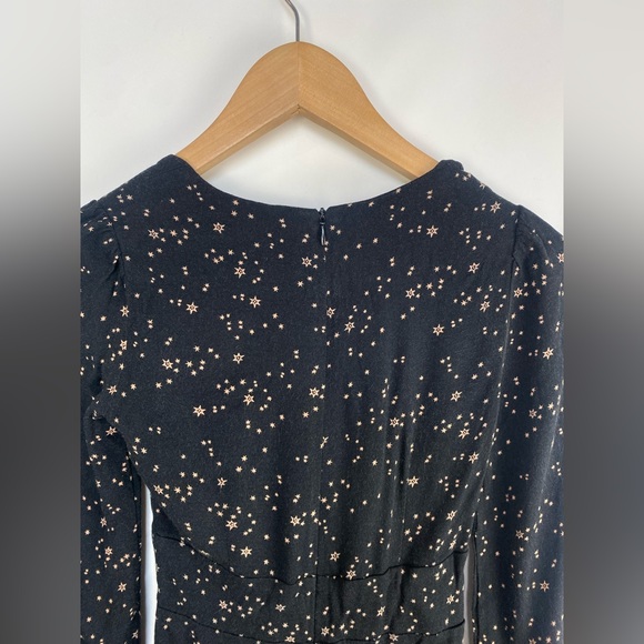 Reformation Dress Valentine Black Star PrintSweetheart Neck Mini Dress Size 2P - Picture 6 of 14
